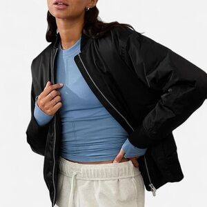 Athleta Sateen Bomber Jacket Size Medium